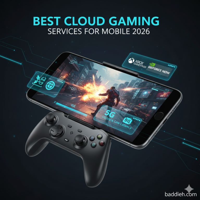 Best Cloud Gaming Services for Mobile 2026: Console Power in Your Pocket A smartphone running a high-end AAA game via cloud gaming service 2026 baddieh.com.